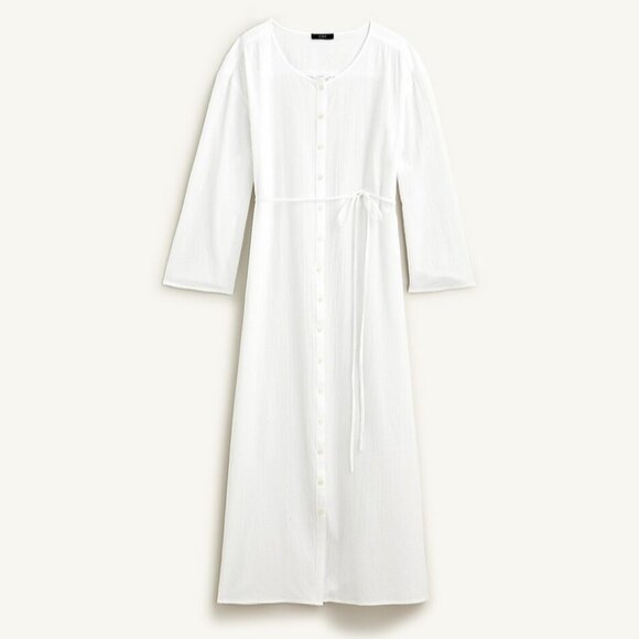 NWT J. Crew Soft Gauze Button-Down Tunic Dress White S - Picture 1 of 12